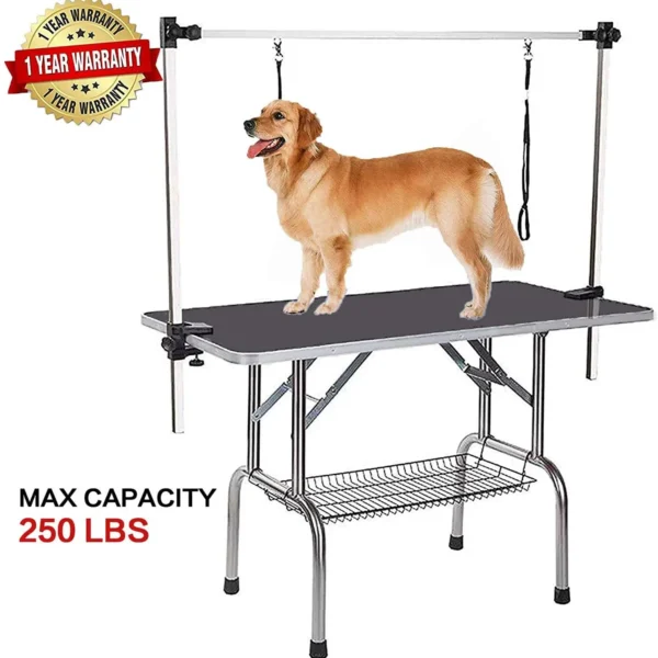 46in Professional Dog Pet Grooming Table Adjustable Heavy Duty Portable w/Arm & Noose & Mesh Tray