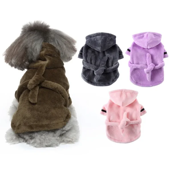 Pet Dog Bathrobe with Hooded Dog Pajamas Soft Bath Drying Towel Clothes For Puppy Dogs Cats